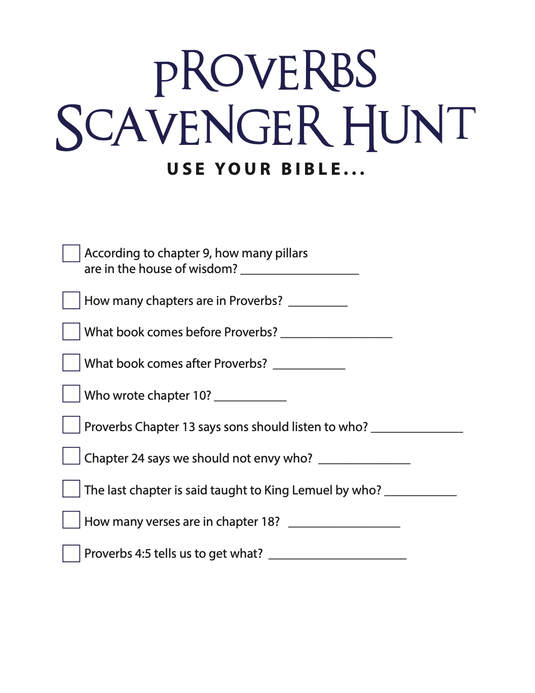 FREE Proverbs Bible Scavenger Hunt - Children's Ministry Deals