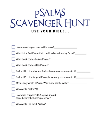 FREE Psalms Bible Scavenger Hunt - Children's Ministry Deals