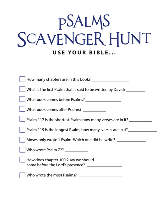 FREE Psalms Bible Scavenger Hunt - Children's Ministry Deals