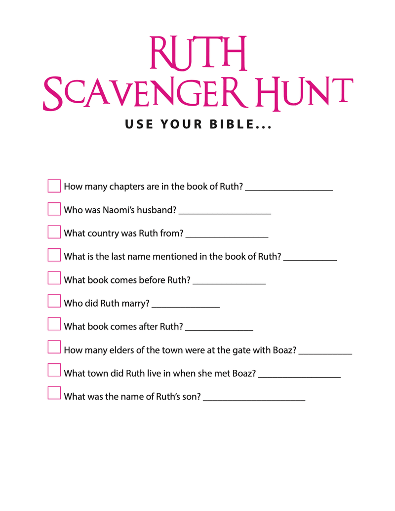 FREE Ruth Bible Scavenger Hunt - Children's Ministry Deals