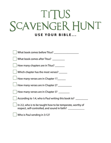 FREE Titus Bible Scavenger Hunt - Children's Ministry Deals