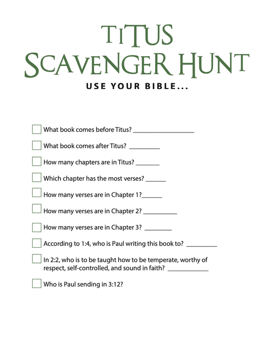 FREE Titus Bible Scavenger Hunt - Children's Ministry Deals