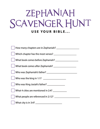 FREE Zephaniah Bible Scavenger Hunt - Children's Ministry Deals