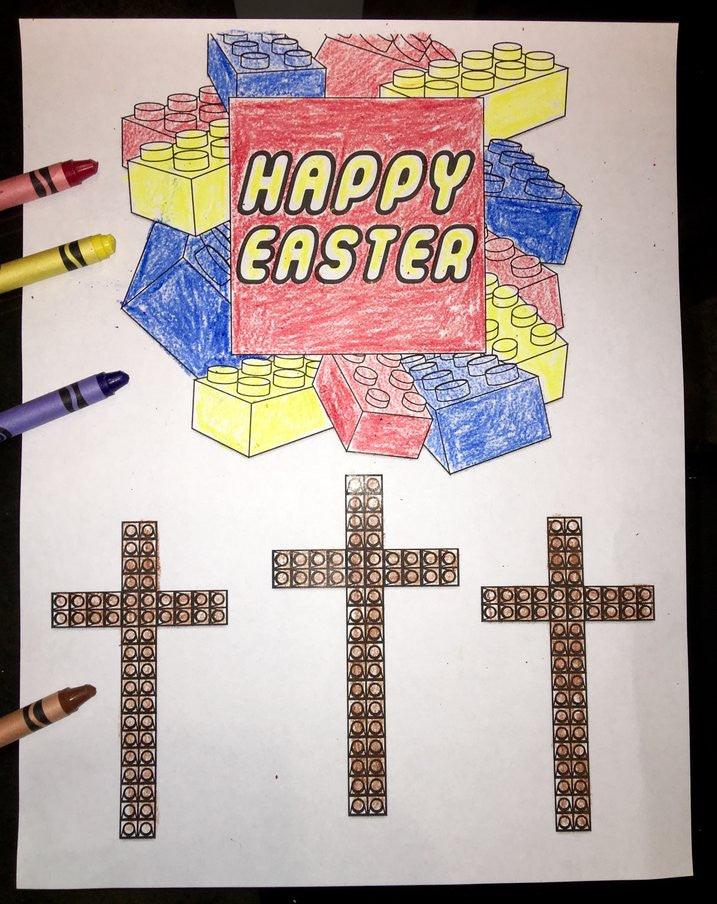 Load image into Gallery viewer, FREE Happy Easter Lego Coloring Page
