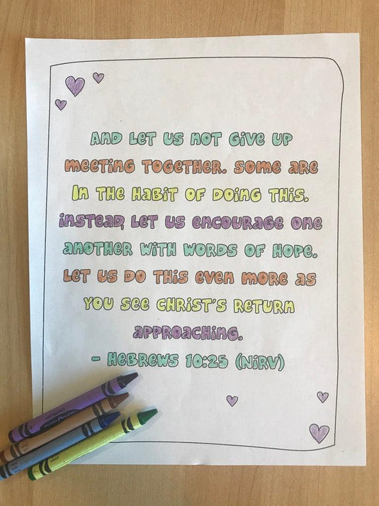 Hebrews 10:25 Bible Verse Coloring Page