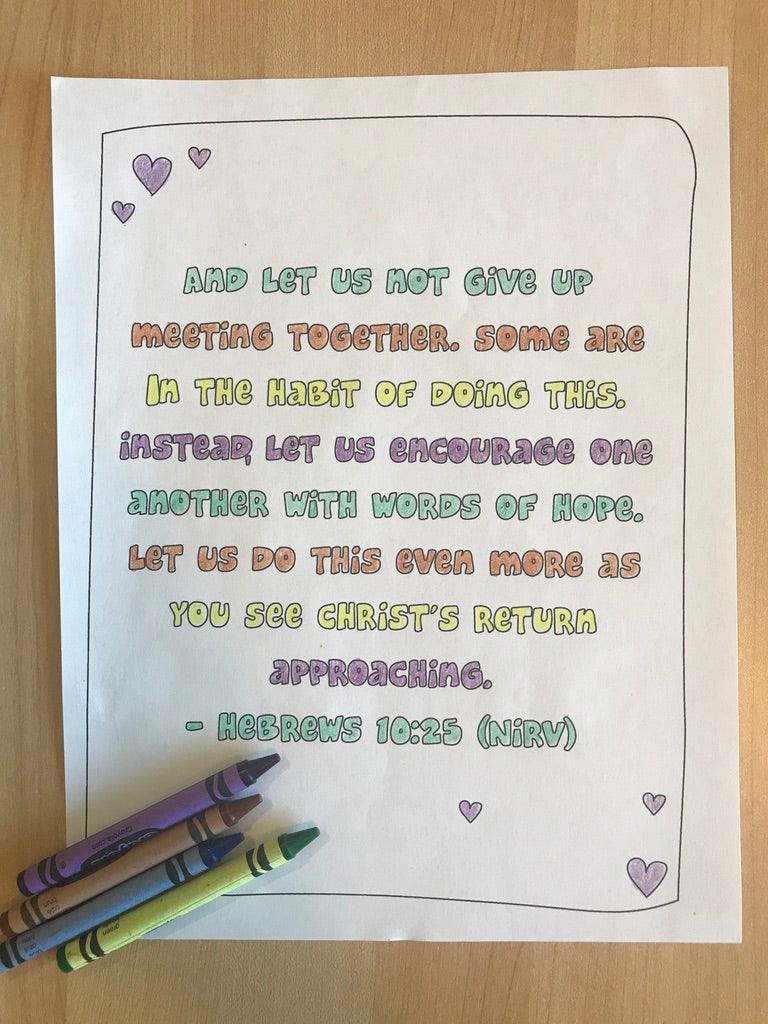 Hebrews 10:25 Bible Verse Coloring Page