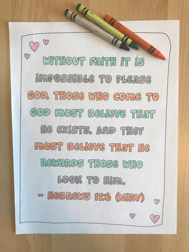 Hebrews 11:6 Bible Verse Coloring Page