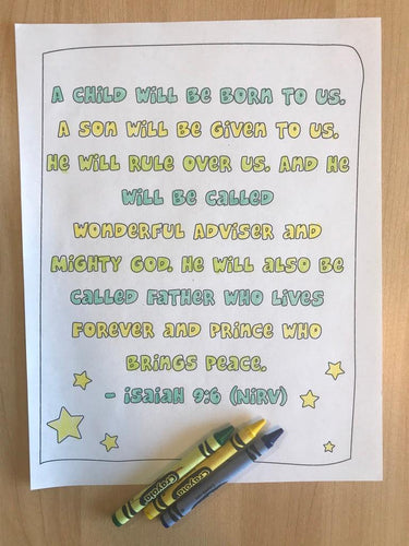 Isaiah 9:6 Bible Verse Coloring Page