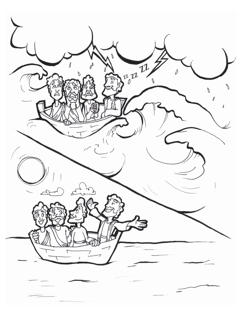 Jesus Calms the Storm Spot the Difference Coloring Page