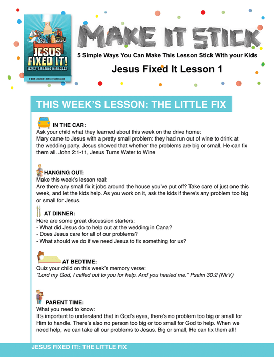Jesus Fixed It! 8-Week Children’s Ministry Curriculum - Children's Ministry Deals
