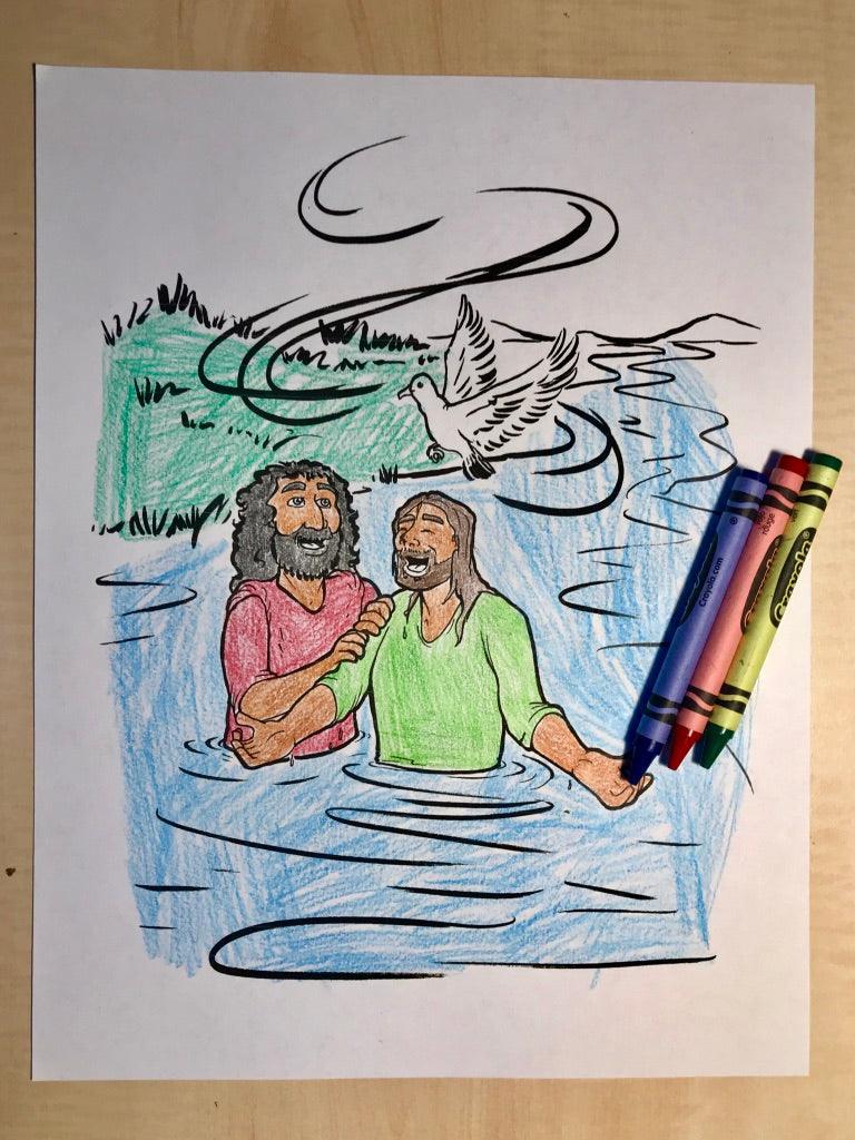 Jesus is Baptized Coloring Page