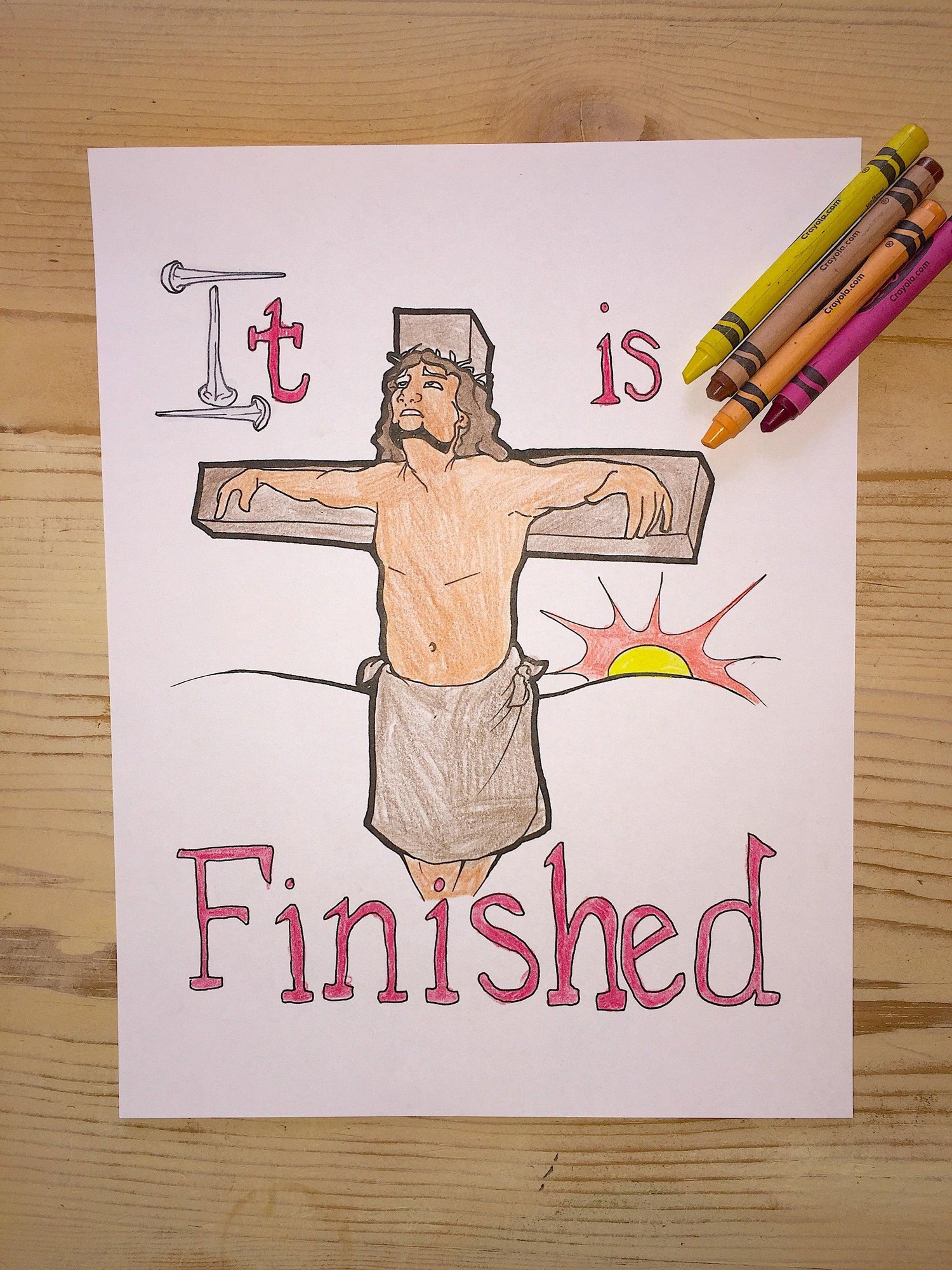 JESUS AND THE CROSS COLORING PAGE visual data 5
