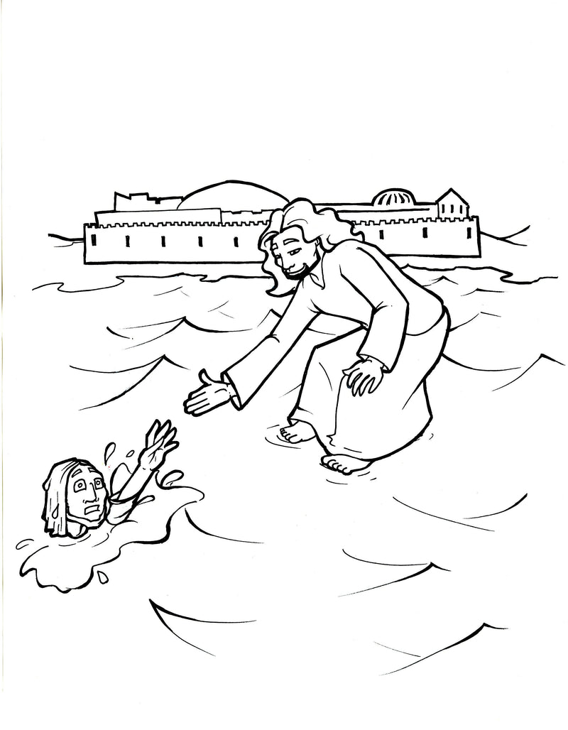 Load image into Gallery viewer, Jesus Walks On Water Coloring Page
