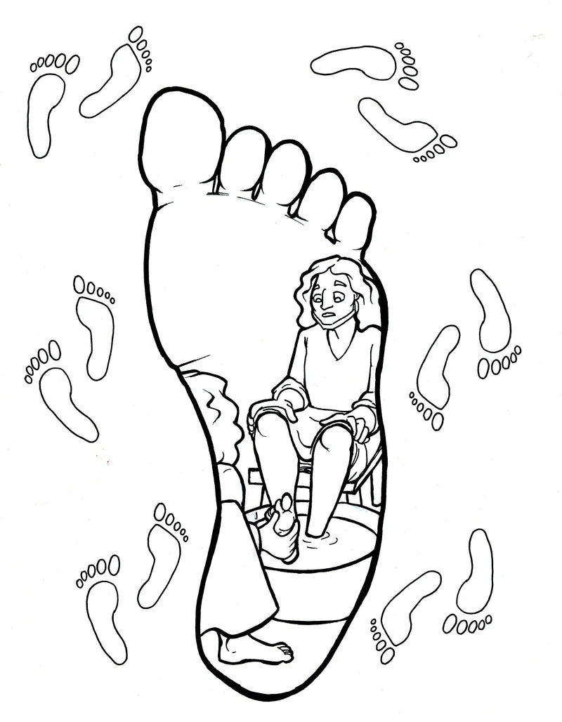 Load image into Gallery viewer, Jesus Washes His Disciples Feet Coloring Page
