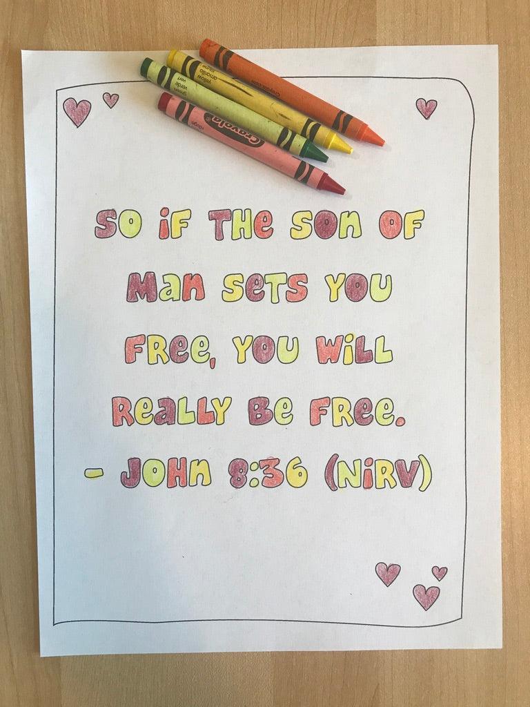John 8:36 Bible Verse Coloring Page