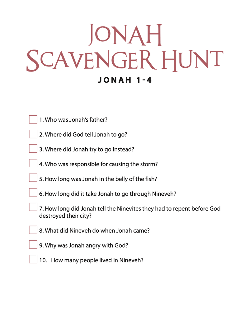 Jonah Bible Scavenger Hunt - Children's Ministry Deals