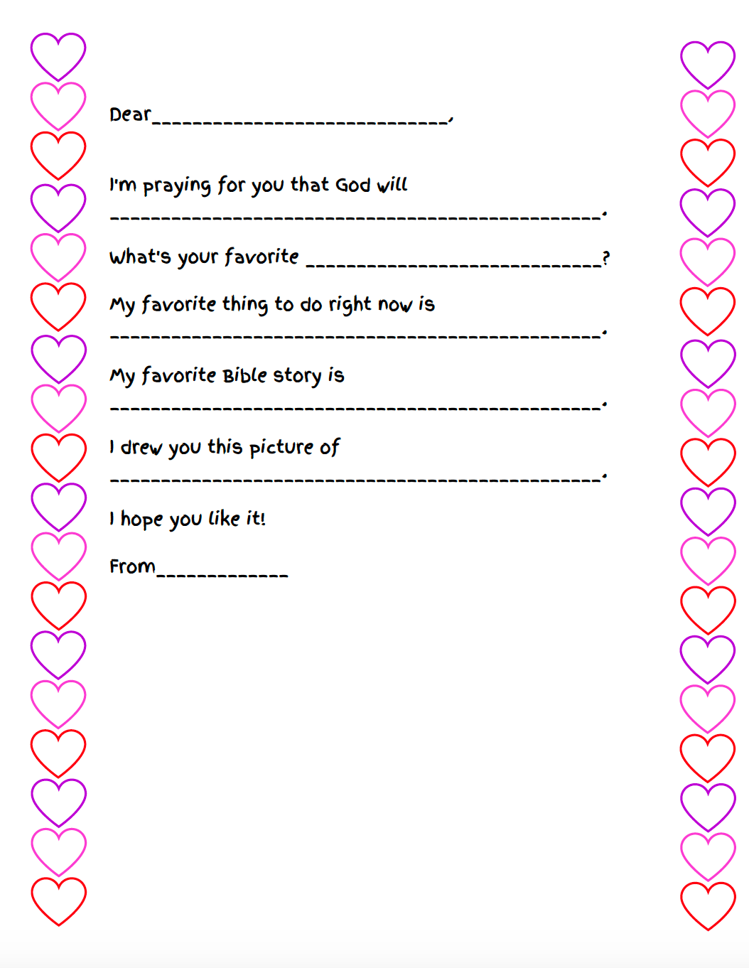 Letter Writing Templates For Kids