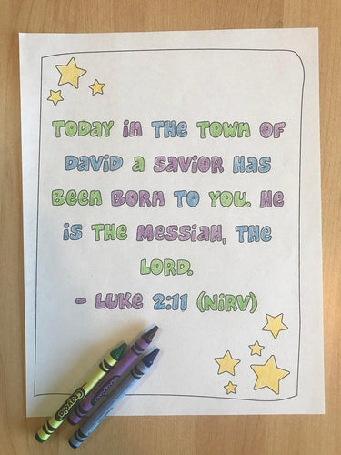 Luke 2:11 Bible Verse Coloring Page