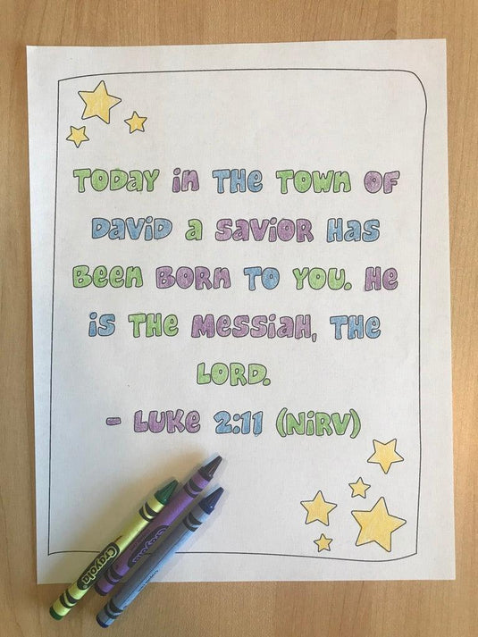 Luke 2:11 Bible Verse Coloring Page