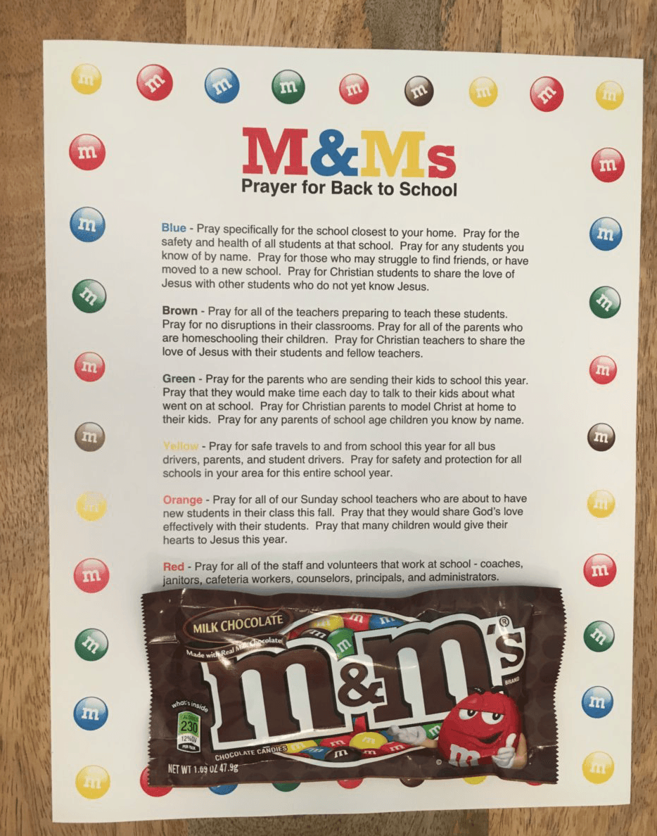 M Amp Ms Prayer For Back To School