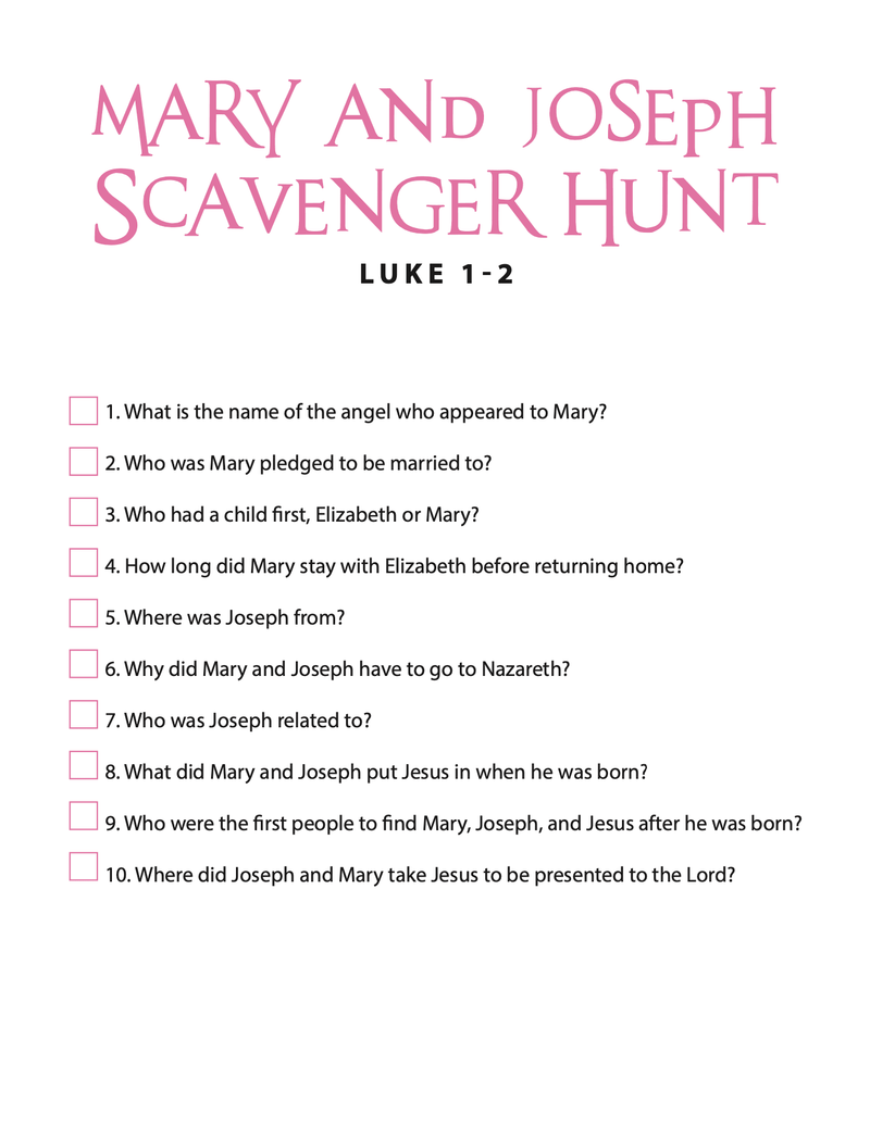 Mary and Joseph Bible Scavenger Hunt - Children's Ministry Deals