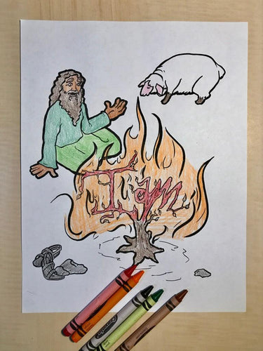 Moses and the Burning Bush Coloring Page