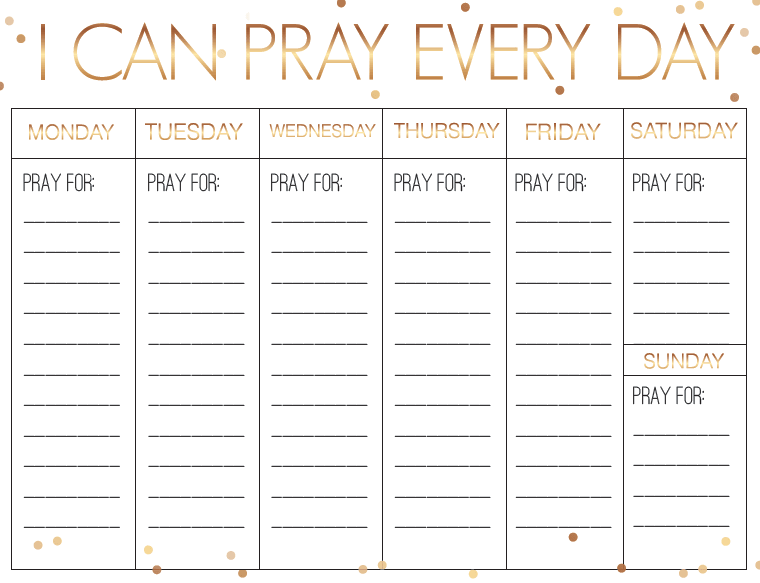 New Year's Weekly Prayer Calendar
