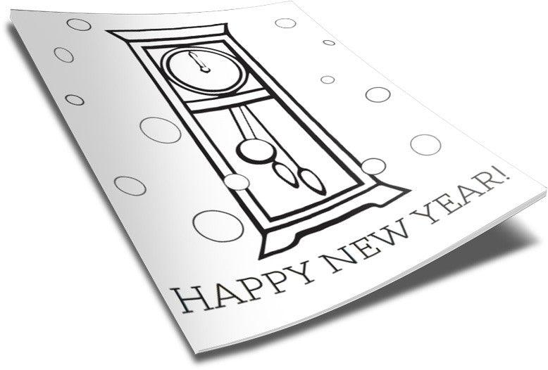FREE New Year's Clock Coloring Page