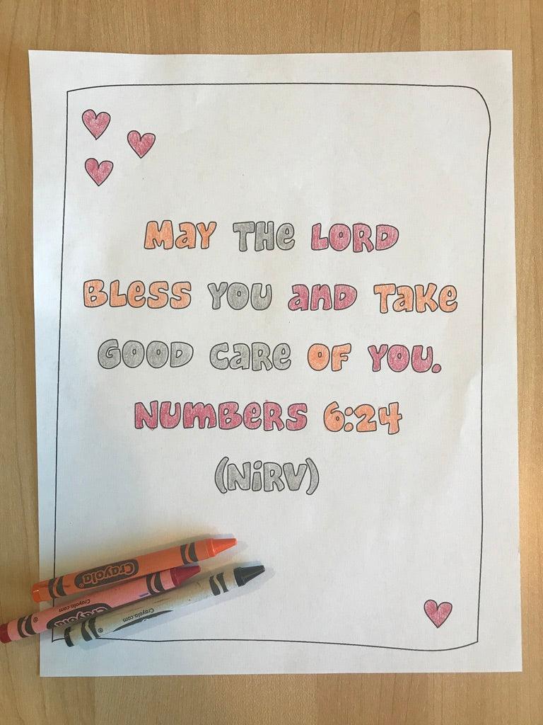 Numbers 6:24 Bible Verse Coloring Page
