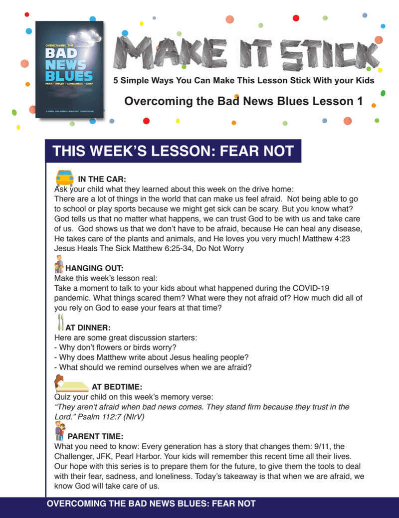 Load image into Gallery viewer, Overcoming The Bad News Blues 4-Week Children’s Ministry Curriculum - Children&#39;s Ministry Deals
