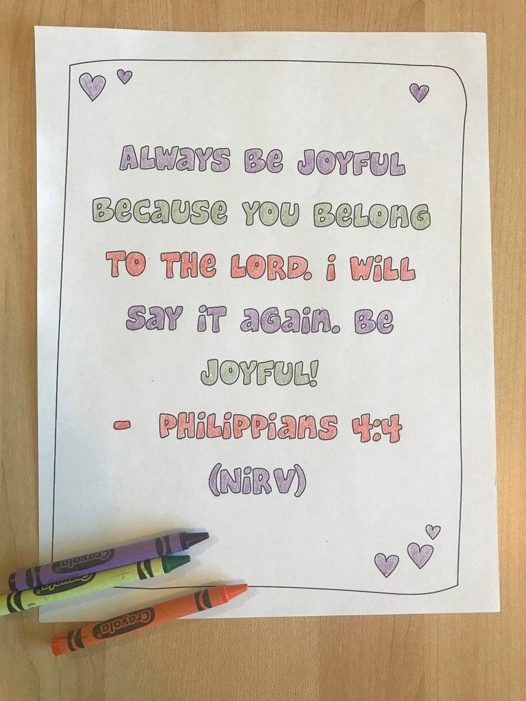 Philippians 4:4 Bible Verse Coloring Page
