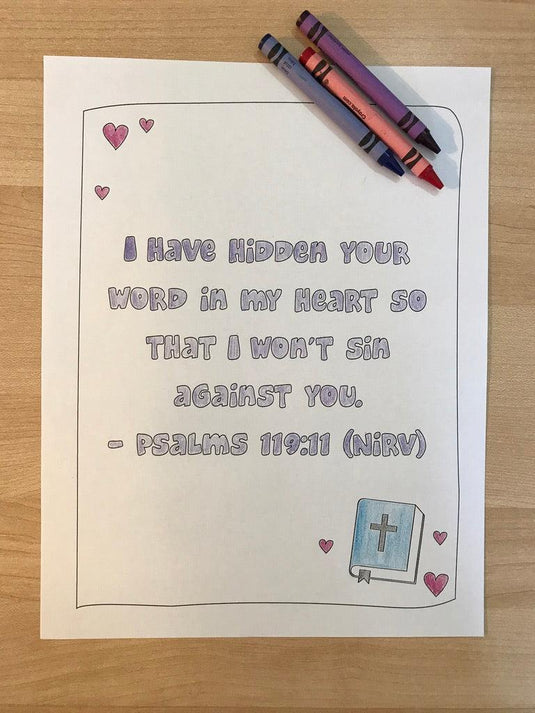 Psalms 119:11 Bible Verse Coloring Page