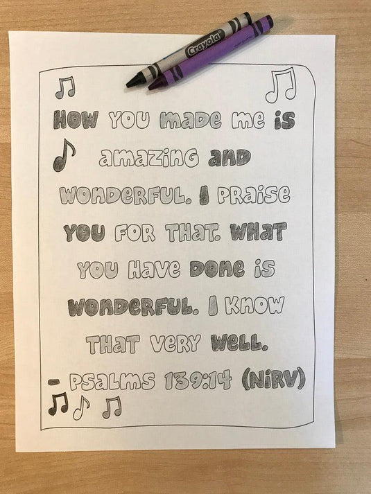 Psalms 139:14 Bible Verse Coloring Page