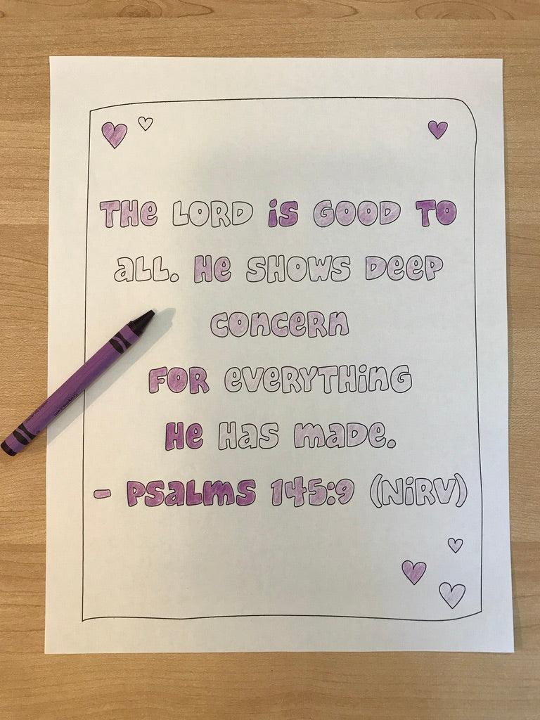 Psalms 145:9 Bible Verse Coloring Page