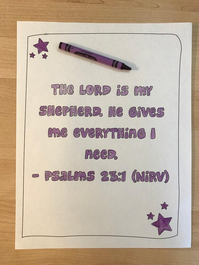 Psalms 23:1 Bible Verse Coloring Page