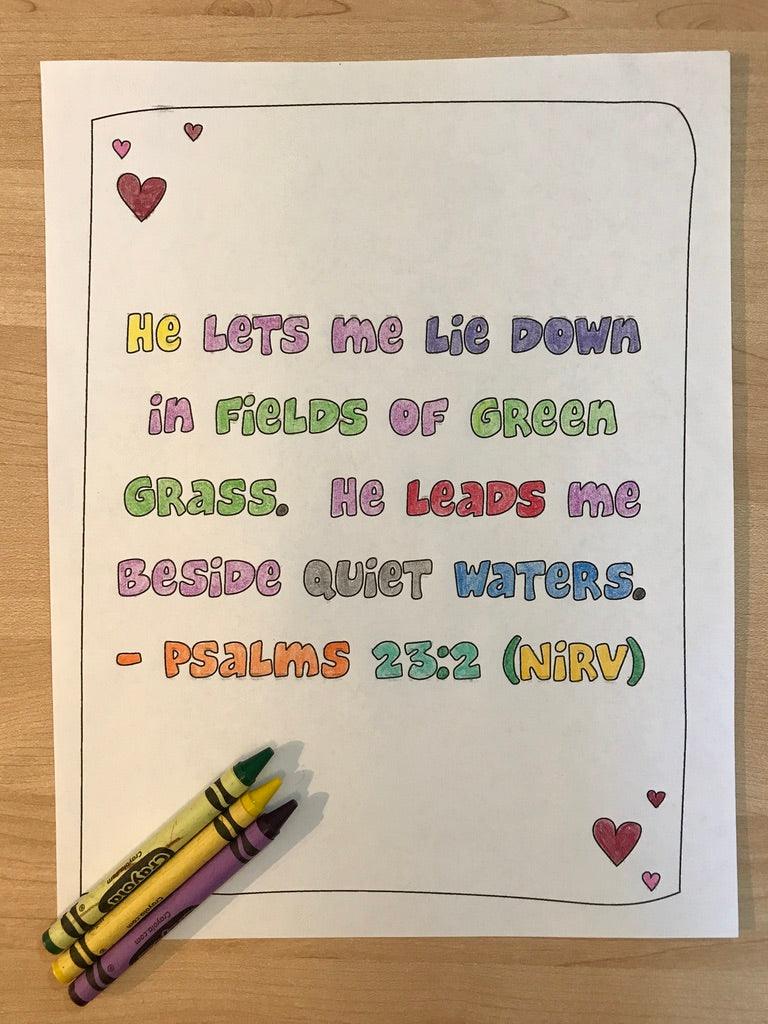 Psalms 23:2 Bible Verse Coloring Page