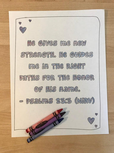 Psalms 23:3 Bible Verse Coloring Page