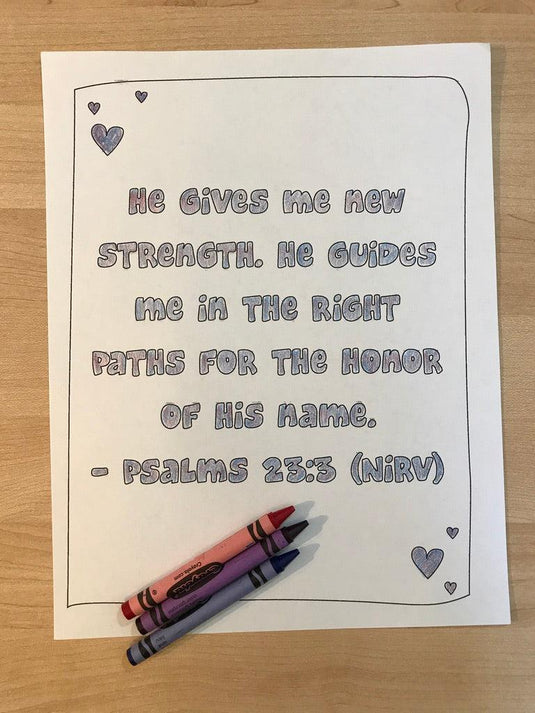 Psalms 23:3 Bible Verse Coloring Page