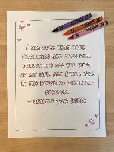 Psalms 23:6 Bible Verse Coloring Page