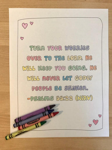 Psalms 55:22 Bible Verse Coloring Page