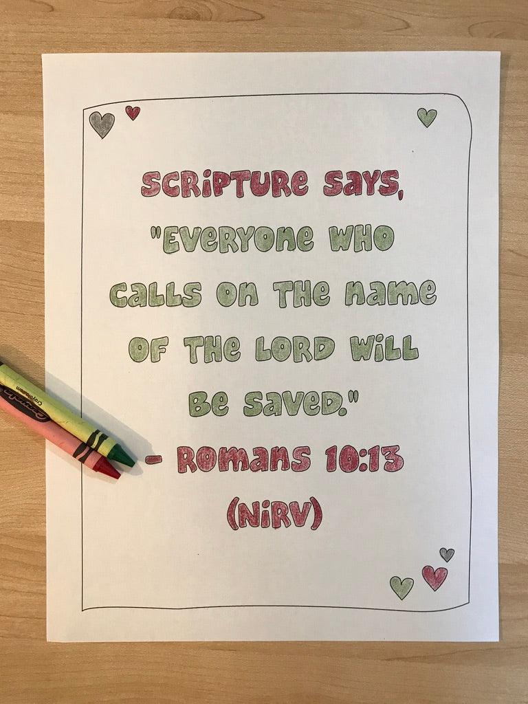 Romans 10:13 Bible Verse Coloring Page