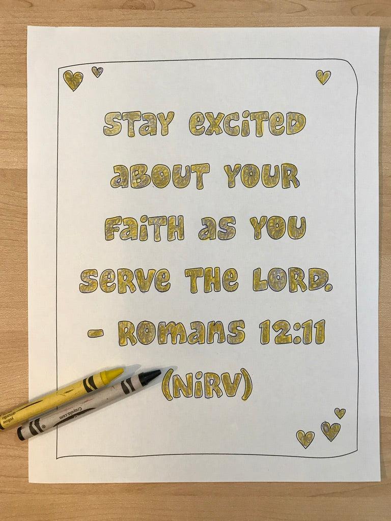 Romans 12:11 Bible Verse Coloring Page