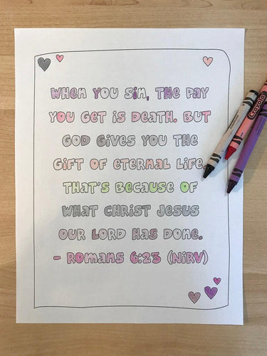 Romans 6:23 Bible Verse Coloring Page