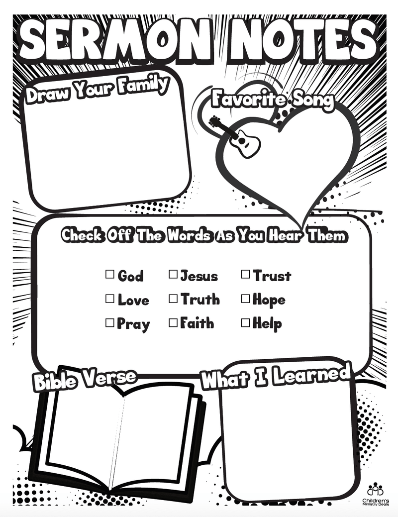 Sermon Notes for Kids Coloring Page