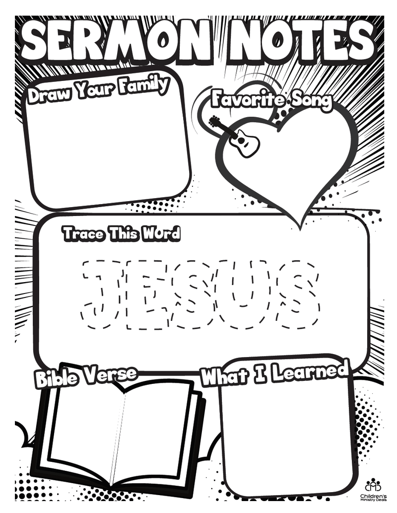 Sermon Notes for Kids Coloring Page