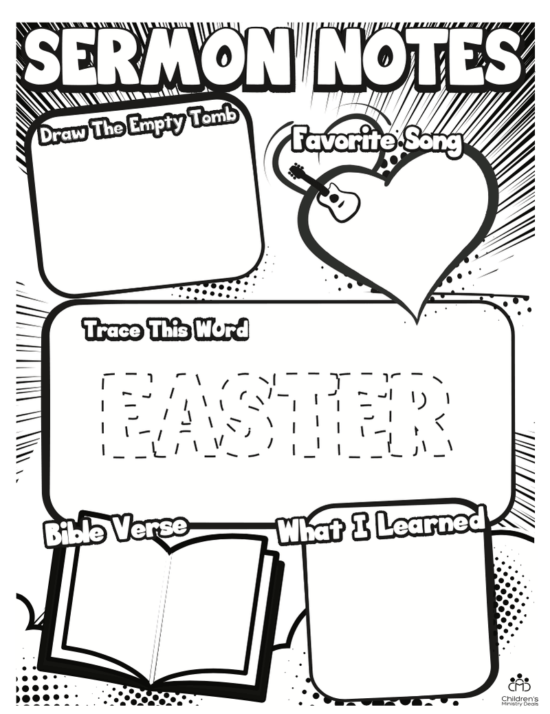 Sermon Notes for Easter Coloring Page - Children's Ministry Deals