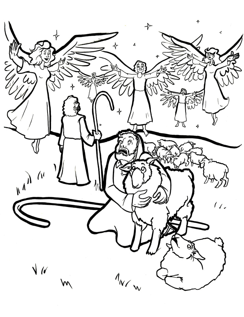 Load image into Gallery viewer, Shepherds and Angels Coloring Page
