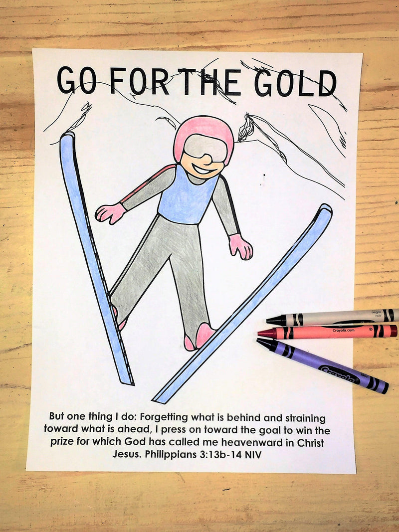Load image into Gallery viewer, FREE Ski Jump Coloring Page
