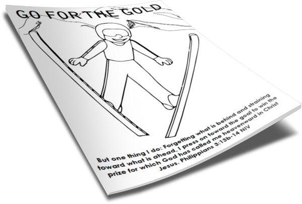 Load image into Gallery viewer, FREE Ski Jump Coloring Page
