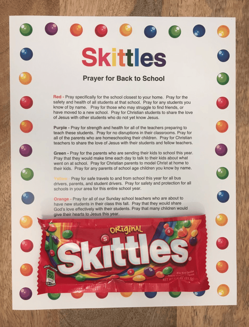 Skittles Back to School Prayer